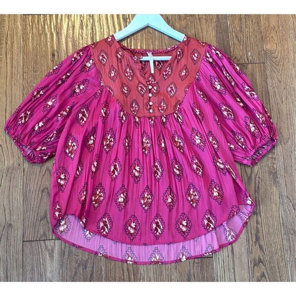 By Anthropologie pink boho dolman sleeve blouse M - Picture 11 of 11